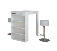 Vicco Set de Table de Bar Repose, Blanc, 67x100cm avec 2 tabourets de Bar