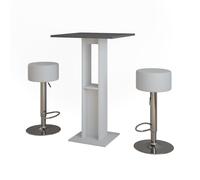 Vicco Set de Table de Bar Repose, Blanc/Anthracite, 65x65cm avec 2 tabourets de Bar