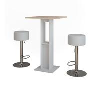 Vicco Set de Table de Bar Repose, Blanc/Sonoma, 65x65cm