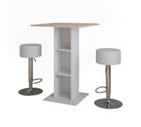 Vicco Set de Table de Bar Repose, Blanc/Sonoma, 75x75cm