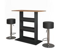 Vicco Set de Table de Bar Repose, Chêne doré/Anthracite, 110x55cm avec 2 tabourets de Bar, avec étagère Ouverte pour Le Rangement des ustensiles de Cuisine