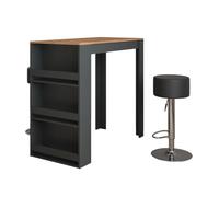 Vicco Set de Table de Bar Repose, Chêne doré/Anthracite, 57x117cm | avec 2 tabourets de bar, utilisable comme table haute pour la cuisine ou la salle à manger