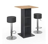 Vicco Set de table de bar "Rodeo", Anthracite, 70x70cm | avec 2 tabourets de bar, utilisable comme table haute, gain de place pour les petits espaces