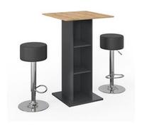 Vicco Set de Table de Bar Rodeo, Anthracite/Chêne de Force doré, 70 x 70 cm avec 2 tabourets de Bar