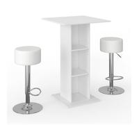 Vicco Set de table de bar Rodeo, 70 x 70 cm avec 2 tabourets de bar, Blanc