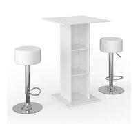 Vicco Set de Table de Bar Rodeo, Blanc, 70x70cm avec 2 tabourets de Bar, utilisable comme Table Haute, Gain de Place pour Les Petits espaces