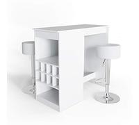 Vicco Set de Table de Bar Ross, Blanc, 115x50cm