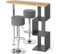 Vicco Set de table de bar Vincent, Chêne de force doré, 113x39.8cm avec 2 tabourets de bar Chêne de force doré G
