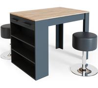 Vicco Set de Table Style Bar Repose, Anthracite/chêne doré, 67x100cm avec 2 tabourets
