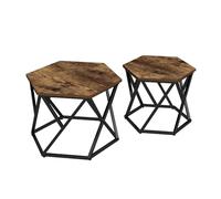 Vicco Set de Tables Basses Fyrk, Chêne Rustique, 57x57cm | 2 pièces, repliable pour un gain de place et combinable de manière polyvalente