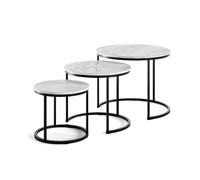 Vicco Set de Tables Basses Montreal, Blanc/Noir, 55x55cm