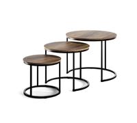 Vicco Set de Tables Basses Montreal, Bois, 55x55cm 3 pièces, Pliable pour Un Gain de Place et combinable de manière Polyvalente