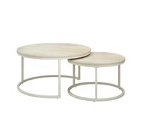 Vicco Set de Tables Basses Montreal, travertin/Cachemire, 77 x 77 cm