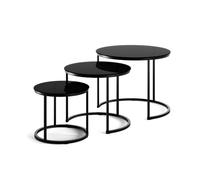 Vicco Set de Tables Basses Montreal, Verre, 55x55cm 3 pièces, Pliable pour Un Gain de Place et combinable de manière Polyvalente