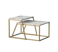 Vicco Set de Tables Basses Myra, Marbre Blanc/Or, 60x50cm 2 Parties