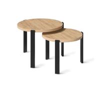 Vicco Set de Tables Basses Norin, Chêne doré/Noir, 60 x 60 cm