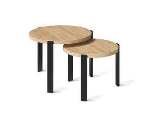 Vicco Set de Tables Basses Norin, Chêne doré/Noir, 60 x 60 cm