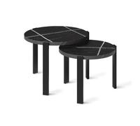 Vicco Set de Tables Basses Norin, Marbre Noir/Noir, 60 x 60 cm