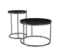 Vicco Set de Tables Basses Ottawa, Marbre Noir, 55x55cm | 2 parties, pour une utilisation flexible comme table d’appoint et de rangement