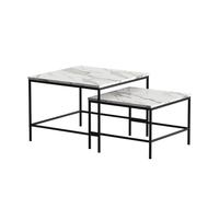 Vicco Set de Tables Basses Ramio, Blanc/Noir, 60x60cm