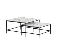 Vicco Set de Tables Basses Ramio, Blanc/Noir, 80x80cm