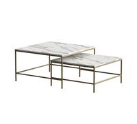 Vicco Set de Tables Basses Ramio, Blanc/Or, 80x80cm