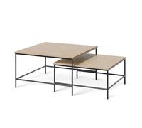Vicco Set de Tables Basses Ramio, Chêne/Noir, 80x80cm 2 pièces