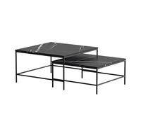 Vicco Set de Tables Basses Ramio, Marbre Noir, 80x80cm