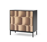 Vicco Sideboard Eliza, Noir/chêne, 80x81.2cm avec 2 Portes, Mécanisme Push-to-Open et Surface Facile d’Entretien
