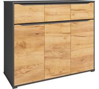 Vicco Sideboard Ruben, 120 x 101 cm avec tiroirs, Anthracite/Chêne de force doré