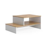 Vicco Table Basse Amely, Chêne doré/Blanc, 90x55cm avec étagère