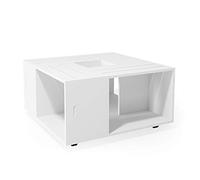 Vicco Table Basse Anton, Blanc, 80x80cm, pour Le Rangement des Magazines et des télécommandes