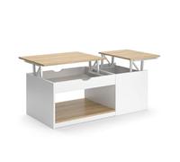 Vicco Table Basse Avela, Blanc/Sonoma, 55x110cm, Pliable avec Deux étagères pour Une Utilisation Flexible