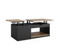Vicco Table Basse Avela, Noir, 55x110cm, Pliable avec Deux étagères pour Une Utilisation Flexible