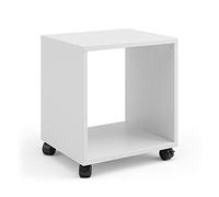 Vicco Table Basse, Blanc, 36.8x30.8cm, déplaçable sur roulettes avec Deux étagères Ouvertes