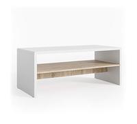 Vicco Table Basse, Blanc/Sonoma, 99.6x39.8cm | pour le rangement des magazines et des télécommandes