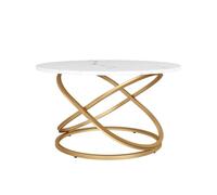 Table basse Calgary, 79.5x46cm avec une grande surface de travail, Blanc/Or, Vicco 41528