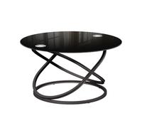 Vicco Table Basse Calgary, Noir Haute Brillance, 79.5x46.5cm avec Surface en Verre, pour Servir de Surface de Rangement ou de Travail dans Le Salon