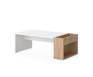 Vicco Table Basse Chris, Chêne Blanc/Force de l'or, 95x49.4cm, avec Surface de Rangement Ouverte pour Espace de Stockage supplémentaire