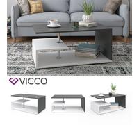 Vicco table basse Guillermo table de salon blanc anthracite table de canapé