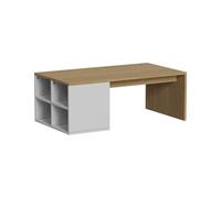 Vicco Table Basse Kivo, Blanc/chêne, 90x50cm avec 4 Compartiments Ouverts