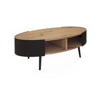 Vicco Table Basse Lofta, Noir, 120x60cm, avec Surface de Rangement pour Magazines et télécommandes