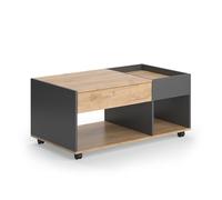 Vicco Table Basse Maik, Chêne doré/Anthracite, 110x60cm | avec tiroir, sur roulettes pour un placement flexible dans l’espace de vie