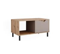 Vicco Table Basse Marelle, Greige/Artisan, 90x50cm | avec 1 porte, avec compartiment de rangement ouvert pour espace de stockage supplémentaire