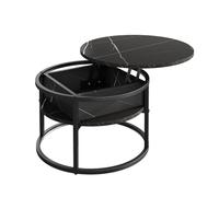 Vicco Table Basse Marlo, Noir/marbre Blanc, 57x57cm | avec plateau rabattable pour une utilisation flexible dans l’espace de vie