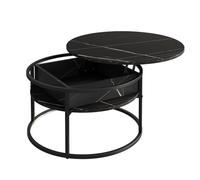 Vicco Table Basse Marlo, Noir/marbre Blanc, 77x77cm | avec plateau rabattable pour une utilisation flexible dans l’espace de vie