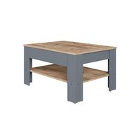 Vicco Table Basse Milan, Anthracite/chêne doré, 92.2x65cm | avec compartiment de rangement pour magazines et télécommandes