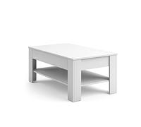 Vicco Table Basse Milan, Blanc, 92.2x65cm, avec Compartiment de Rangement pour Magazines et télécommandes
