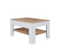 Vicco Table Basse Milan, Chêne Blanc/Force de l'or, 92.2x65cm, avec Compartiment de Rangement pour Magazines et télécommandes