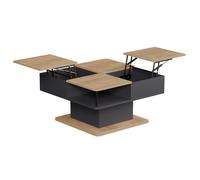 Vicco Table Basse Movira, Anthracite, 80x45cm avec Compartiments de Rangement, avec mécanisme de Levage et Deux étagères Ouvertes